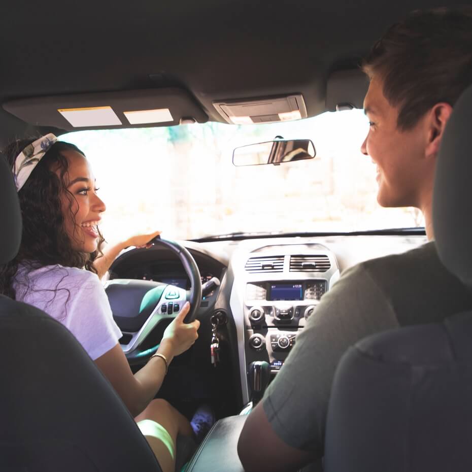 A ride-share driver and passenger chat