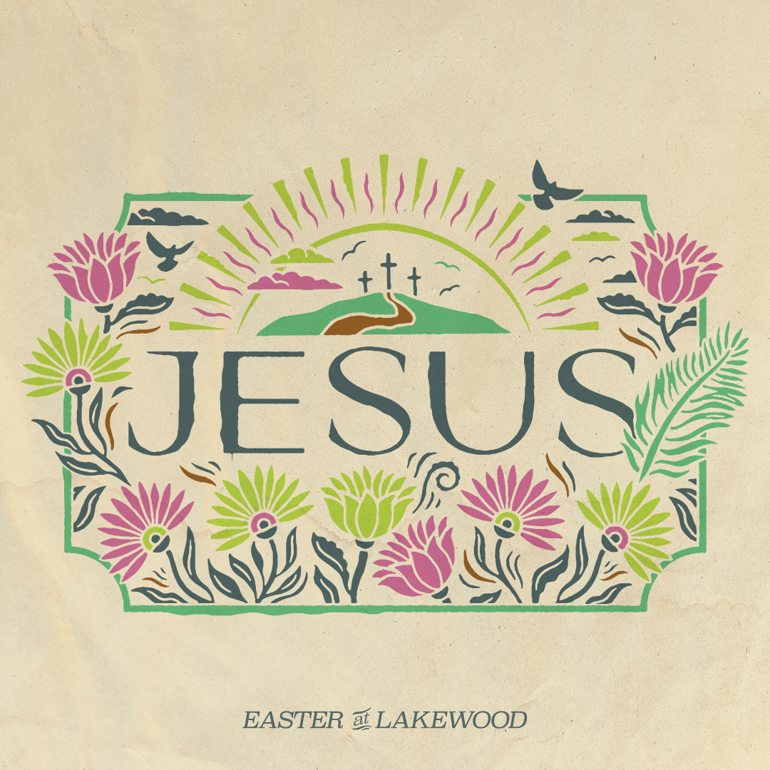 Shareable Image of the Word JESUS and Drawn Flowers